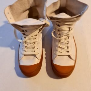 Top Shop high white leather sneakers.